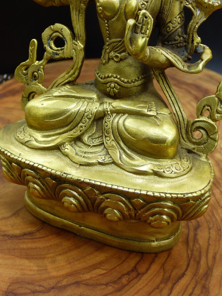 Manjushri Messing ~ große Statue Massiv ~ Glück Figur Buddhismus Deko Altar Vintage Rarität Tibet Boho Hippie Goa Ethno Psy Sanskrit Indien - Art of Nature Berlin