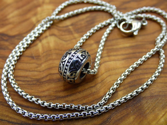 Männerkette Tibet Perle Glücks Anhänger Kette Antik Silber Tibetisch Buddhism Kraft Medaillon Hippie Vintage Talisman Meditation - Art of Nature Berlin