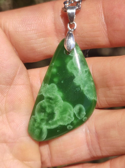 Maw Sit Sit Jade *Rarität* ~ Edelstein Kette inkl. 925 Sterling Silber Öse Anhänger Natur Heilstein Kristall Geschenk Frau Sie Er Freundin - Art of Nature Berlin