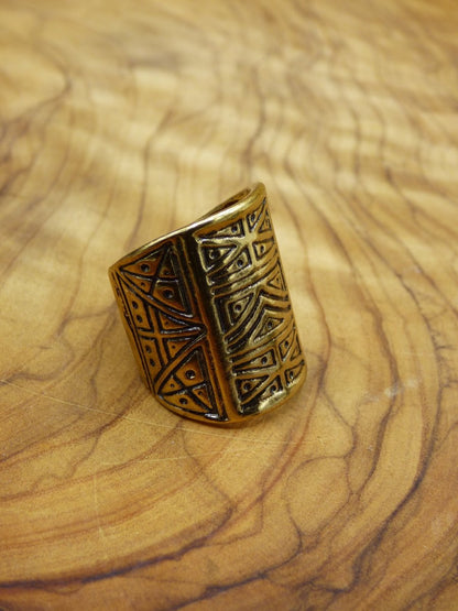 Messing Ring Tibet ~ Golden ~HIPPIE Schmuck ~GOA ~Boho ~Ethno ~Nature ~Indian ~Vintage ~Rasta Dreadperle groß - Art of Nature Berlin