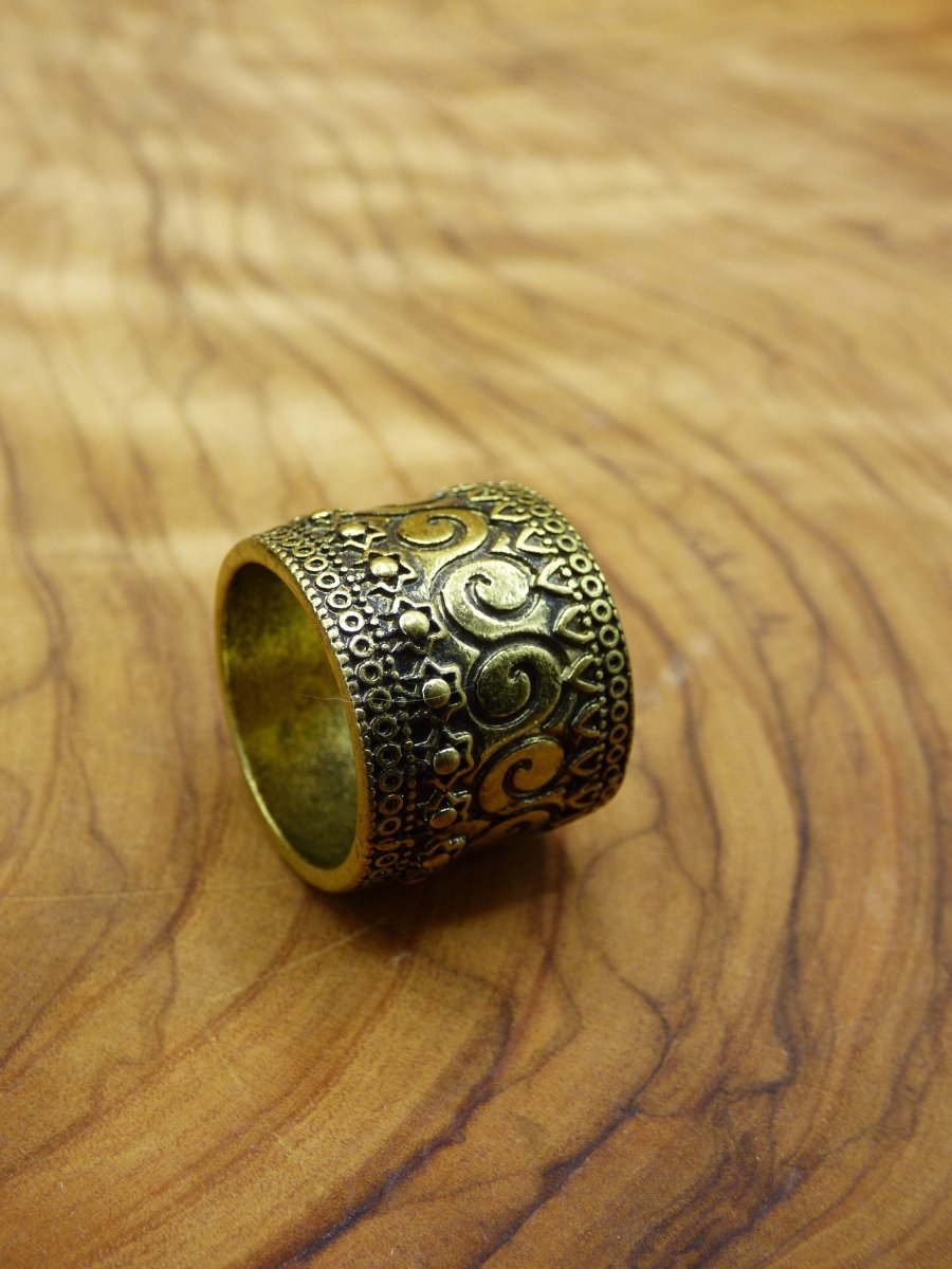 Messing Ring Tibet ~ Golden ~HIPPIE Schmuck ~GOA ~Boho ~Ethno ~Nature ~Indian ~Vintage ~Rasta Dreadperle groß - Art of Nature Berlin