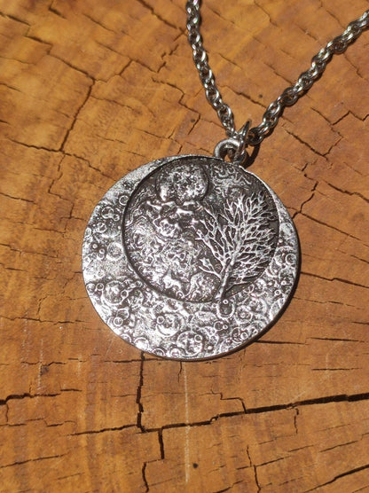 Mond Baum ~ Amulet Kette Anhänger Antik Silber Tibet HIPPIE GOA Boho Ethno Nature Esoterik Ethnic Lebensbaum Wurzeln Root Yin Yang Nacht - Art of Nature Berlin