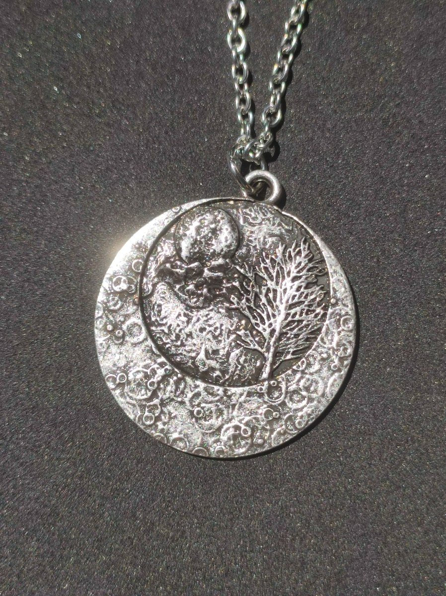 Mond Baum ~ Amulet Kette Anhänger Antik Silber Tibet HIPPIE GOA Boho Ethno Nature Esoterik Ethnic Lebensbaum Wurzeln Root Yin Yang Nacht - Art of Nature Berlin