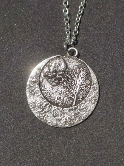 Mond Baum ~ Amulet Kette Anhänger Antik Silber Tibet HIPPIE GOA Boho Ethno Nature Esoterik Ethnic Lebensbaum Wurzeln Root Yin Yang Nacht - Art of Nature Berlin