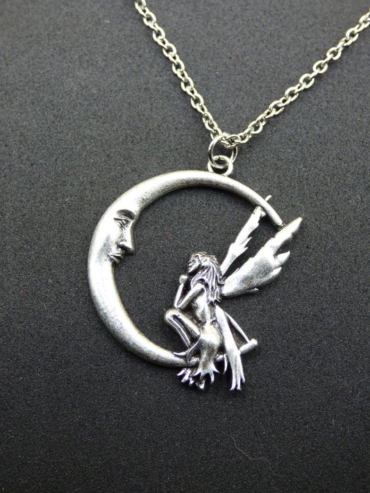Mond Fee Elfe ~ Amulet Kette Anhänger Antik Silber Tibet Natur Esoterik Nacht Geschenk Sie Tochter Kind Schwester Hippie - Art of Nature Berlin