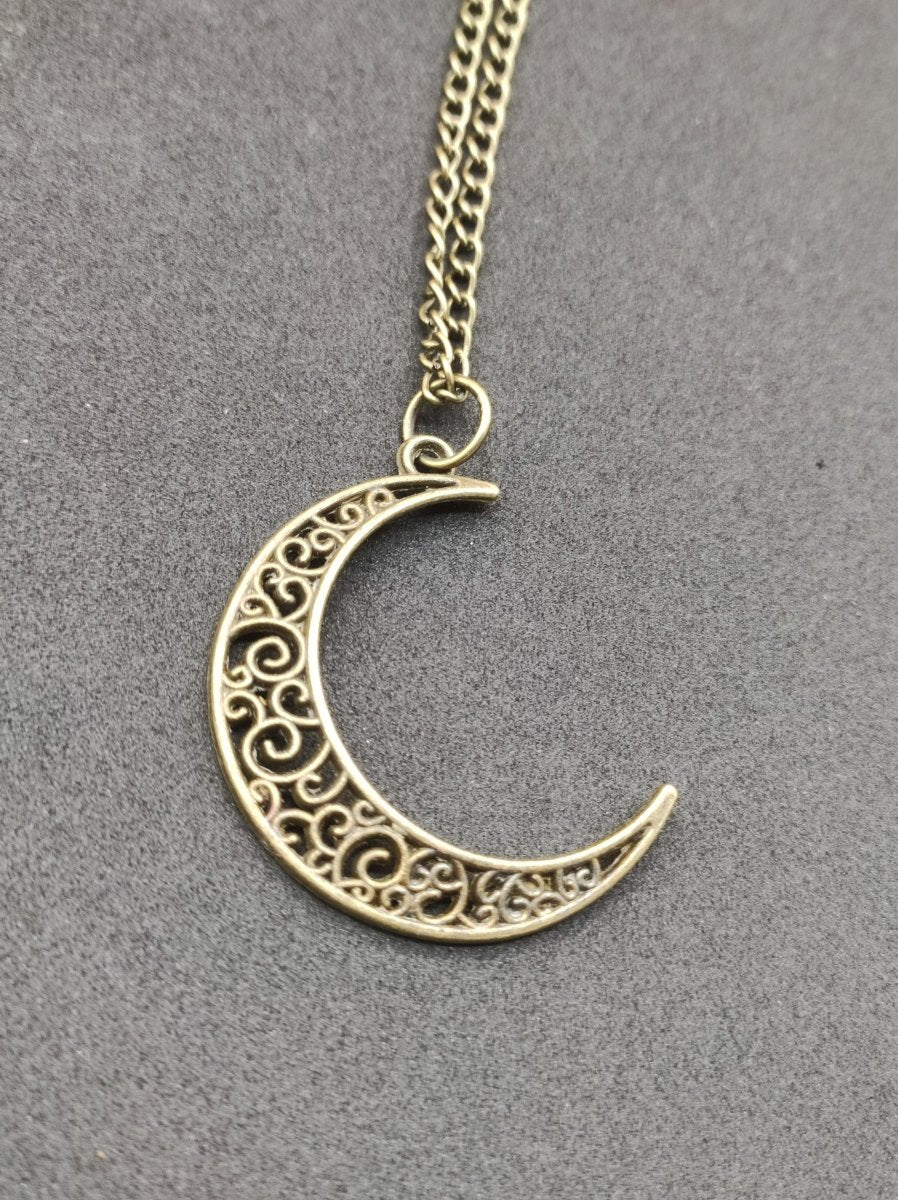 Mond Kette Anhänger Bronze Halbmond Geschenk Er Sie Frau Freundin Nacht HIPPIE GOA Boho Vintage Tibet Ethno Nature Energie Kraft Schmuck - Art of Nature Berlin