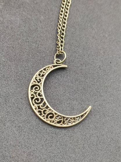 Mond Kette Anhänger Bronze Halbmond Geschenk Er Sie Frau Freundin Nacht HIPPIE GOA Boho Vintage Tibet Ethno Nature Energie Kraft Schmuck - Art of Nature Berlin
