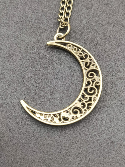 Mond Kette Anhänger Bronze Halbmond Geschenk Er Sie Frau Freundin Nacht HIPPIE GOA Boho Vintage Tibet Ethno Nature Energie Kraft Schmuck - Art of Nature Berlin