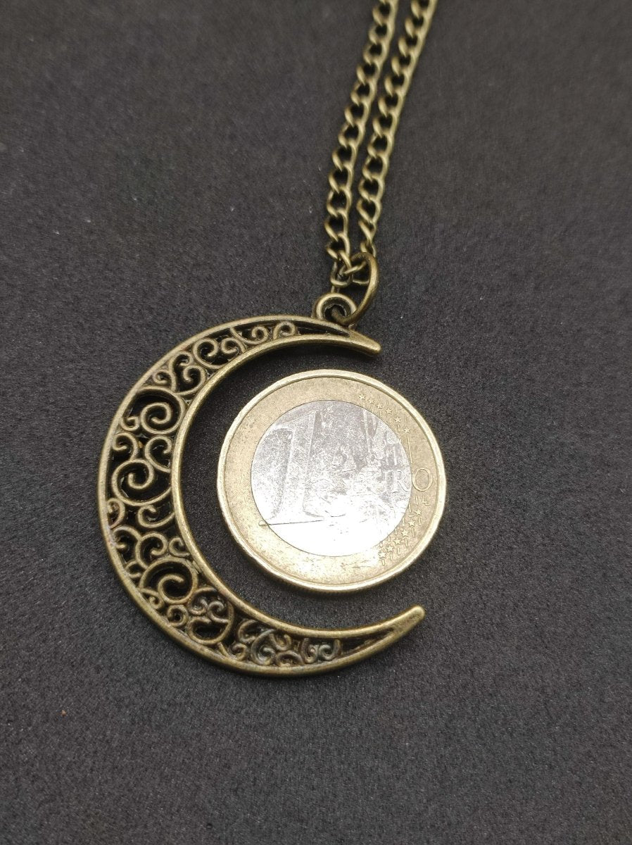 Mond Kette Anhänger Bronze Halbmond Geschenk Er Sie Frau Freundin Nacht HIPPIE GOA Boho Vintage Tibet Ethno Nature Energie Kraft Schmuck - Art of Nature Berlin