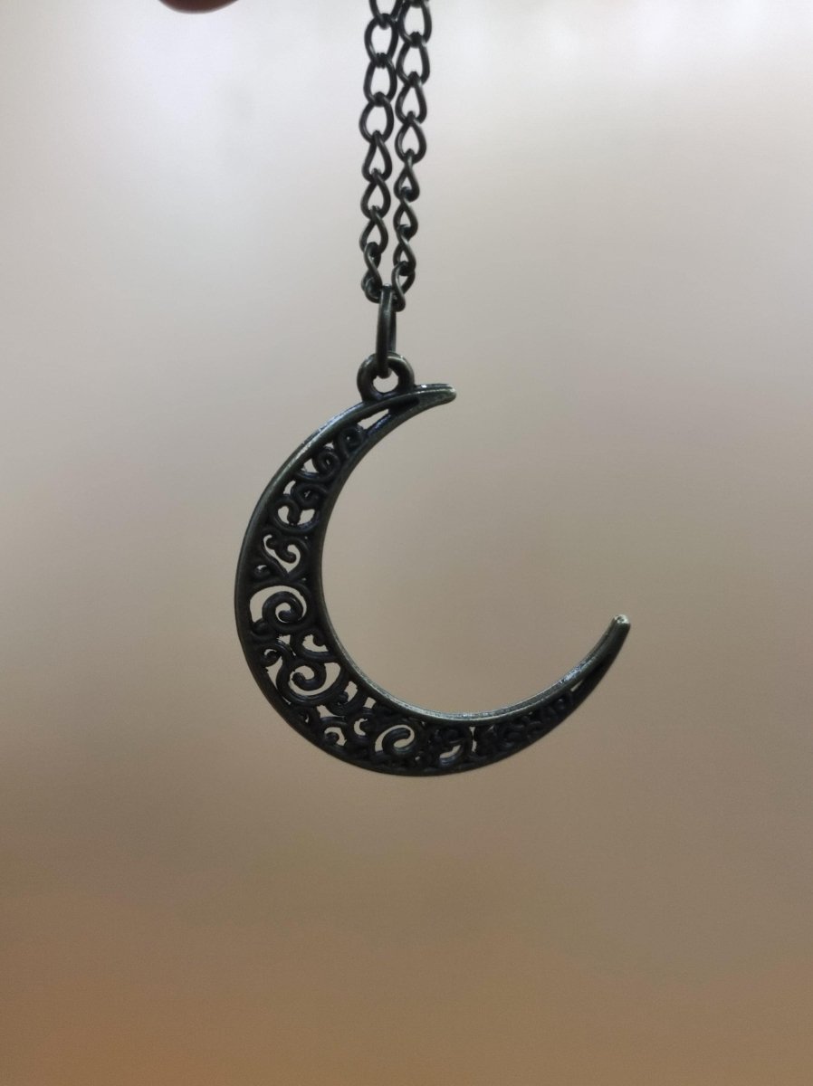 Mond Kette Anhänger Bronze Halbmond Geschenk Er Sie Frau Freundin Nacht HIPPIE GOA Boho Vintage Tibet Ethno Nature Energie Kraft Schmuck - Art of Nature Berlin