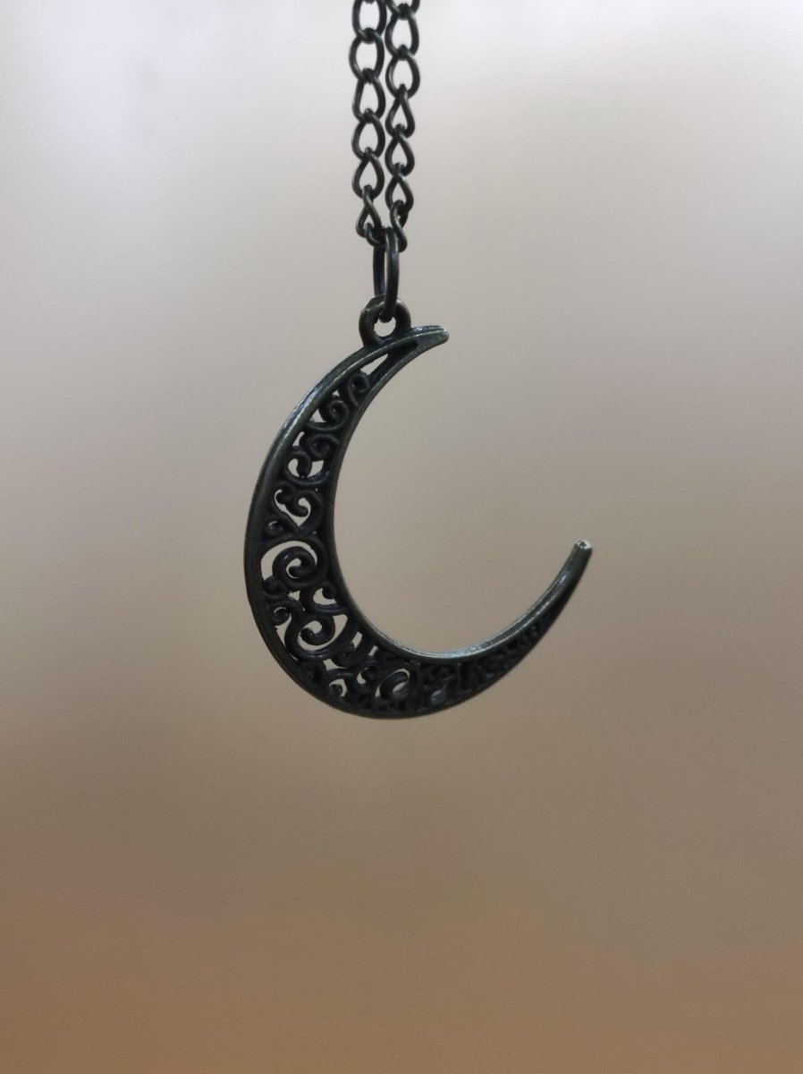 Mond Kette Anhänger Bronze Halbmond Geschenk Er Sie Frau Freundin Nacht HIPPIE GOA Boho Vintage Tibet Ethno Nature Energie Kraft Schmuck - Art of Nature Berlin
