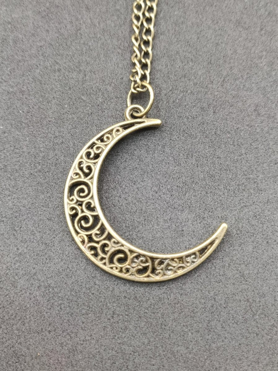 Mond Kette Anhänger Bronze Halbmond Geschenk Er Sie Frau Freundin Nacht HIPPIE GOA Boho Vintage Tibet Ethno Nature Energie Kraft Schmuck - Art of Nature Berlin