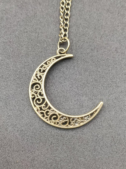 Mond Kette Anhänger Bronze Halbmond Geschenk Er Sie Frau Freundin Nacht HIPPIE GOA Boho Vintage Tibet Ethno Nature Energie Kraft Schmuck - Art of Nature Berlin