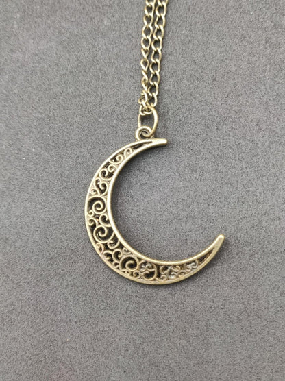 Mond Kette Anhänger Bronze Halbmond Geschenk Er Sie Frau Freundin Nacht HIPPIE GOA Boho Vintage Tibet Ethno Nature Energie Kraft Schmuck - Art of Nature Berlin