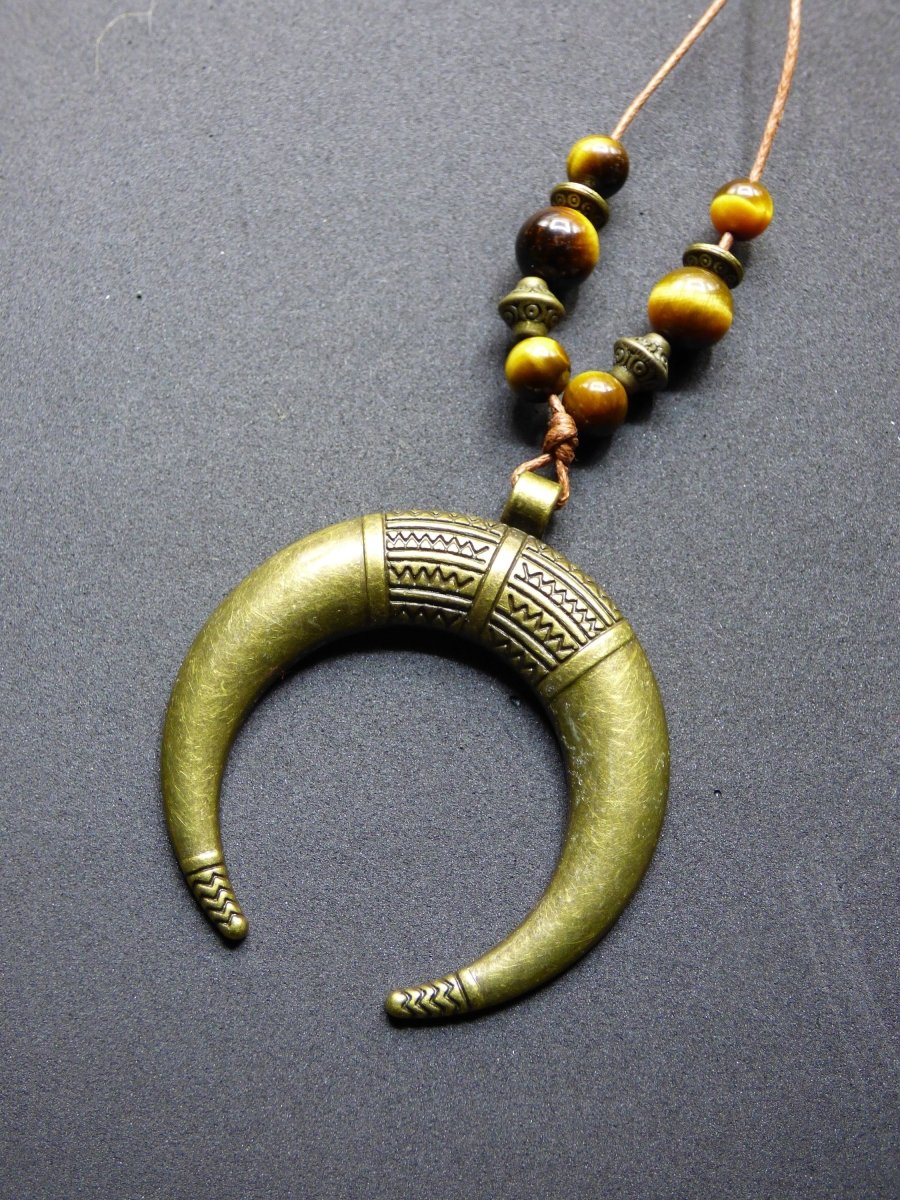 Mond Tigerauge Edelstein Kette Anhänger Bronze ~ Kette ~HIPPIE ~GOA ~Boho ~Tibet ~Ethno ~Nature - Art of Nature Berlin