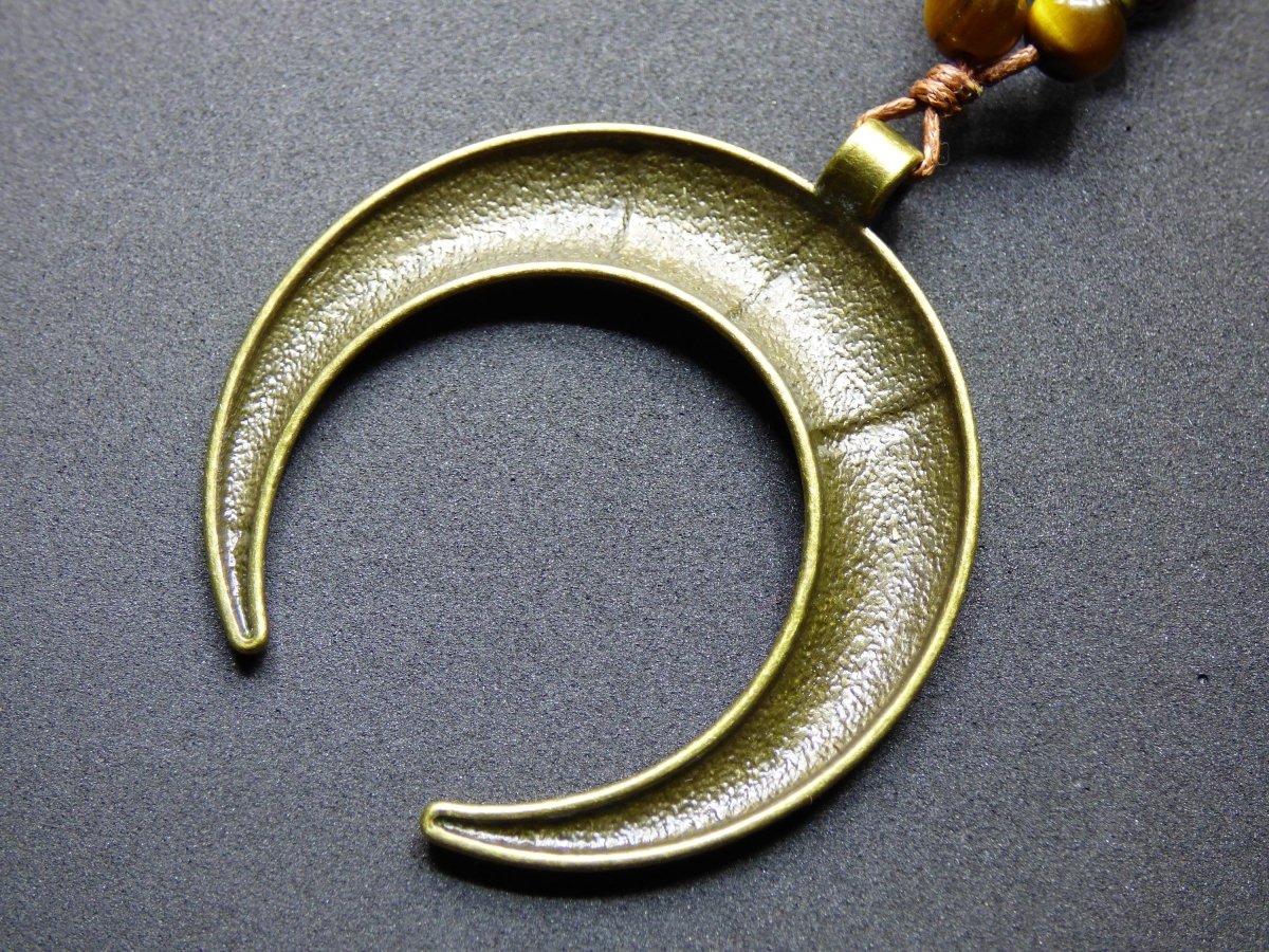 Mond Tigerauge Edelstein Kette Anhänger Bronze ~ Kette ~HIPPIE ~GOA ~Boho ~Tibet ~Ethno ~Nature - Art of Nature Berlin