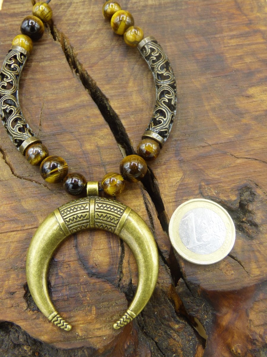 Mond Tigerauge Edelstein Kette ~HIPPIE ~GOA ~Boho ~Tibet ~Ethno ~Nature - Art of Nature Berlin