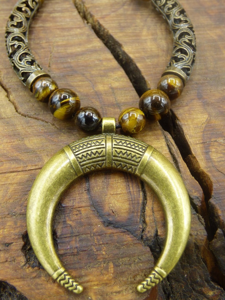 Mond Tigerauge Edelstein Kette ~HIPPIE ~GOA ~Boho ~Tibet ~Ethno ~Nature - Art of Nature Berlin