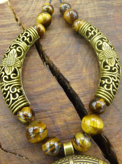 Mond Tigerauge Edelstein Kette ~HIPPIE ~GOA ~Boho ~Tibet ~Ethno ~Nature - Art of Nature Berlin