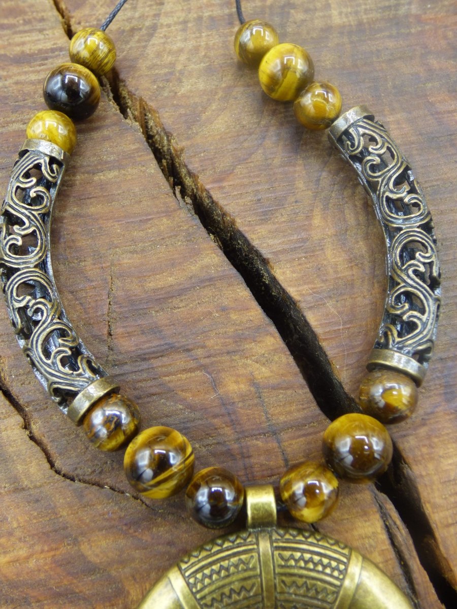 Mond Tigerauge Edelstein Kette ~HIPPIE ~GOA ~Boho ~Tibet ~Ethno ~Nature - Art of Nature Berlin