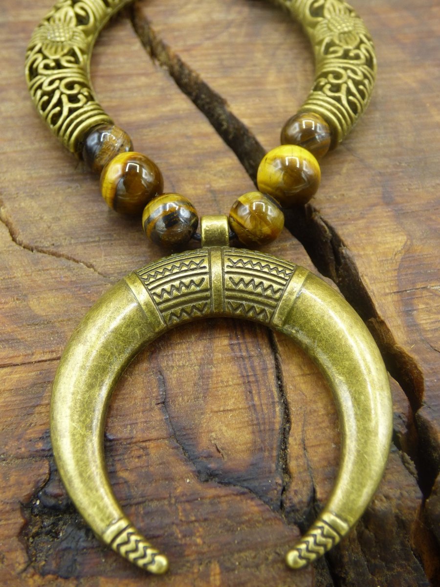 Mond Tigerauge Edelstein Kette ~HIPPIE ~GOA ~Boho ~Tibet ~Ethno ~Nature - Art of Nature Berlin