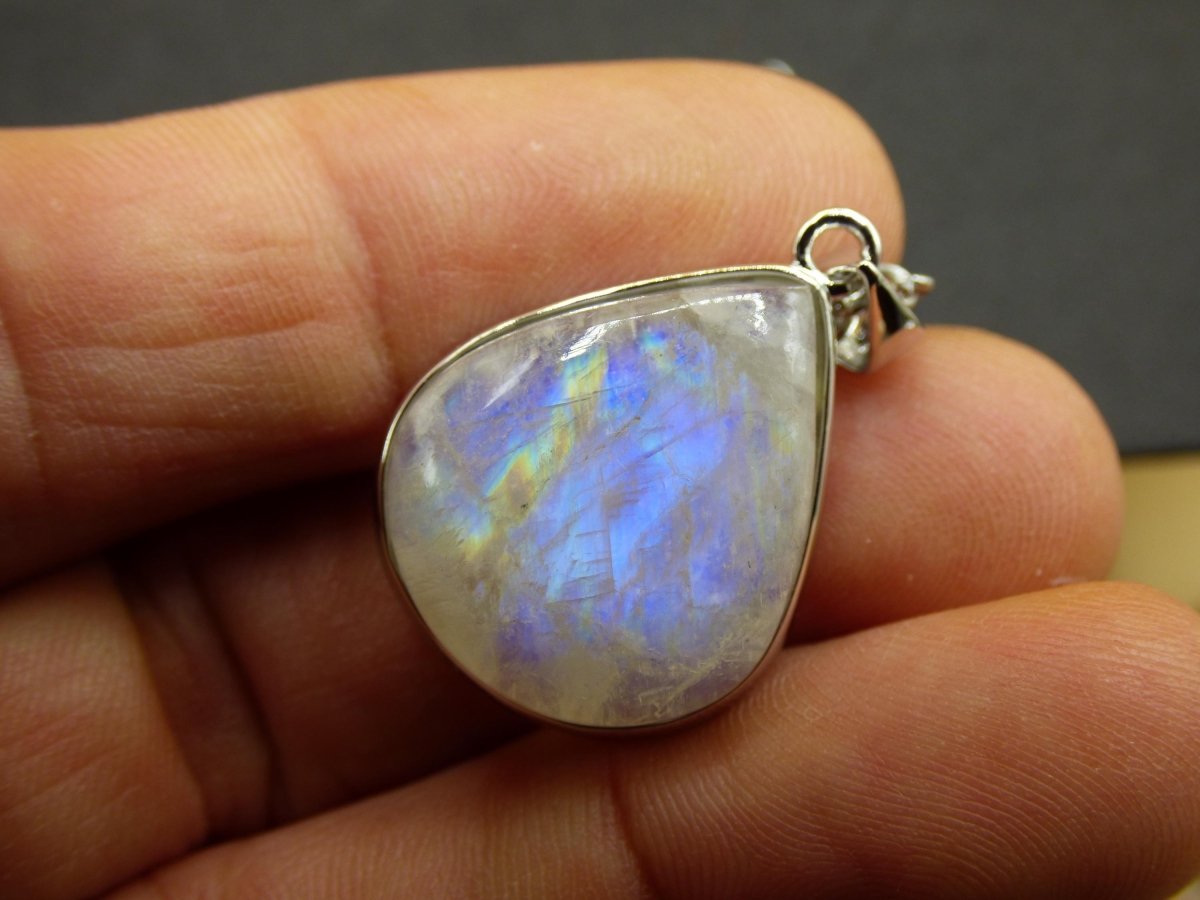 Mondstein - 925 Sterling Silber Edelstein Kette blau Schimmer Unikat Rar Heilstein Natur selten Edel Traum Mann Frau Er Sie Geschenk Freund - Art of Nature Berlin