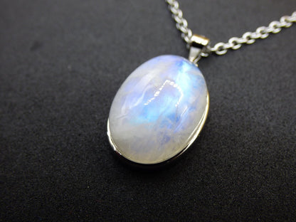 Mondstein - 925 Sterling Silber Edelstein Kette blau Schimmer Unikat Rar Heilstein Natur selten Edel Traum Mann Frau Er Sie Geschenk Freund - Art of Nature Berlin