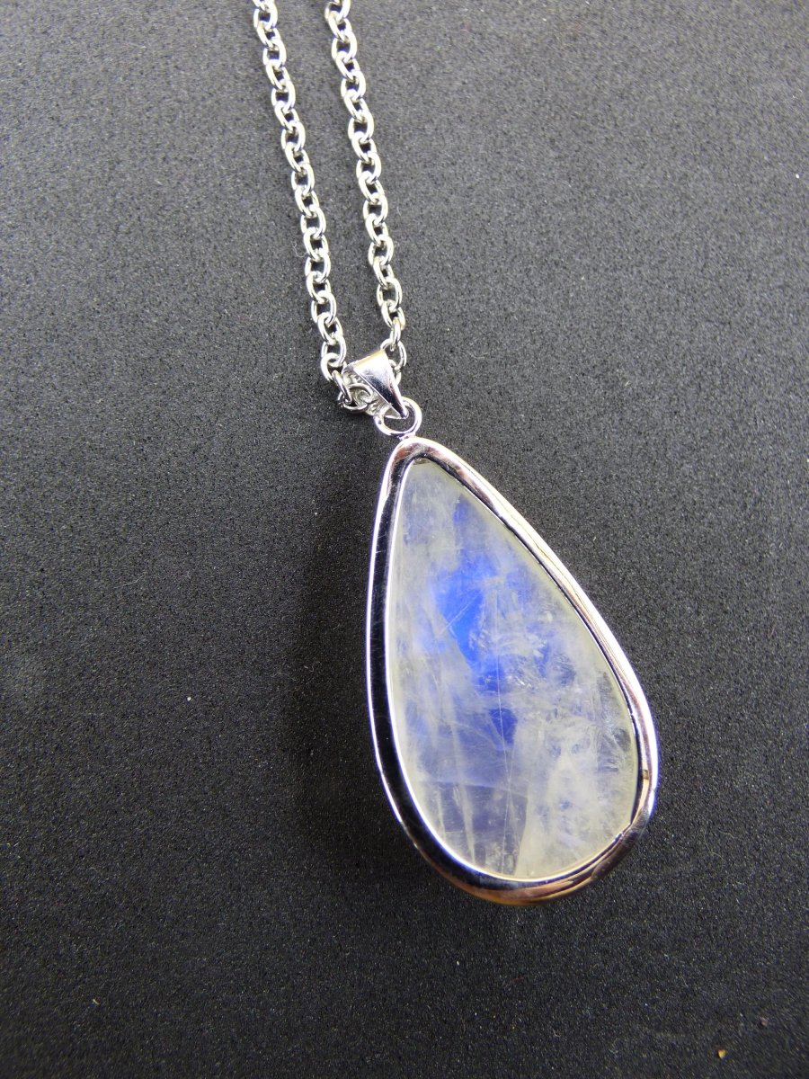Mondstein - 925 Sterling Silber Edelstein Kette blau Schimmer Unikat Rar Heilstein Natur selten Edel Traum Mann Frau Er Sie Geschenk Freund - Art of Nature Berlin