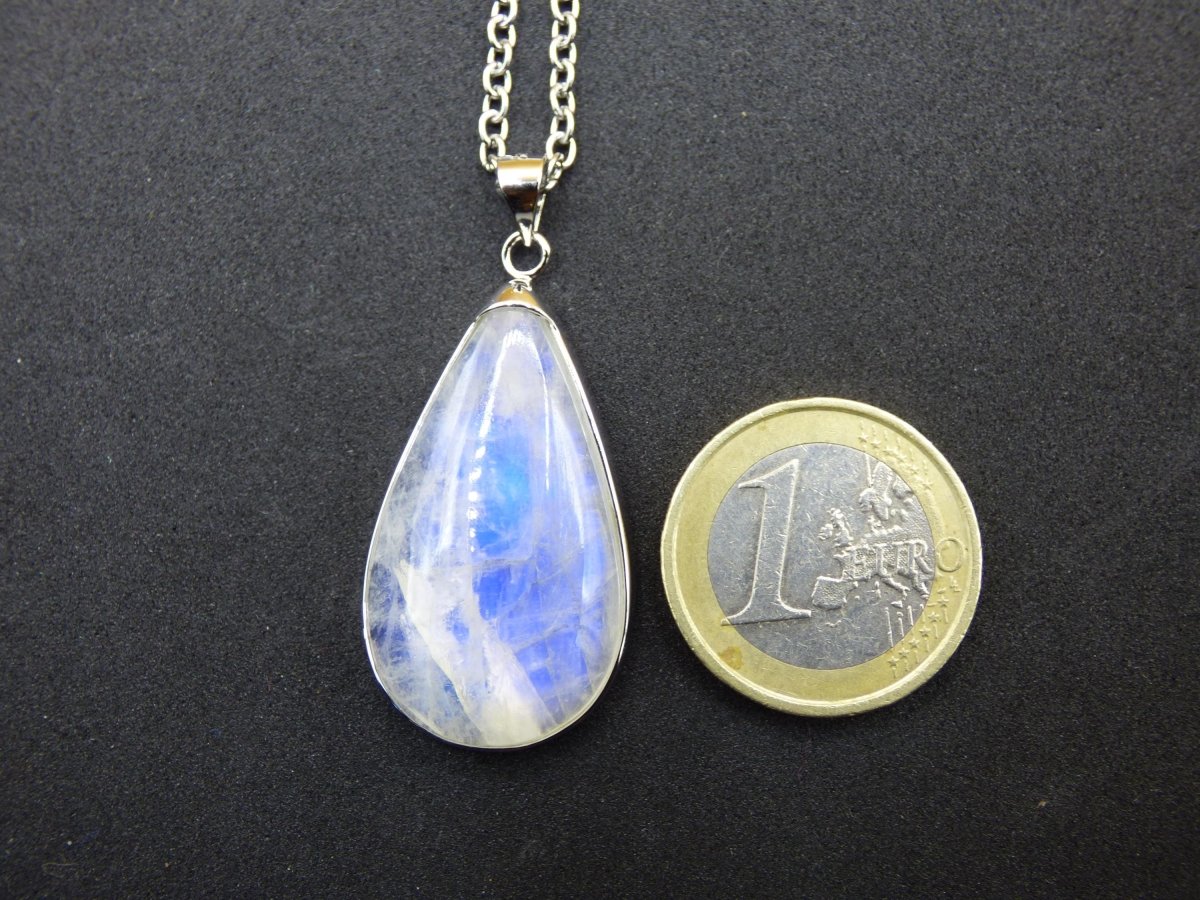 Mondstein - 925 Sterling Silber Edelstein Kette blau Schimmer Unikat Rar Heilstein Natur selten Edel Traum Mann Frau Er Sie Geschenk Freund - Art of Nature Berlin