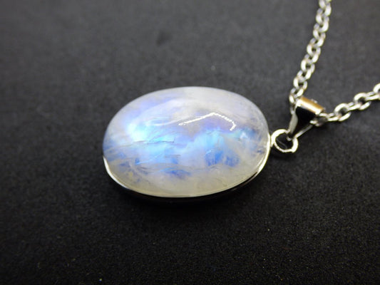 Mondstein - 925 Sterling Silber Edelstein Kette blau Schimmer Unikat Rar Heilstein Natur selten Edel Traum Mann Frau Er Sie Geschenk Freund - Art of Nature Berlin