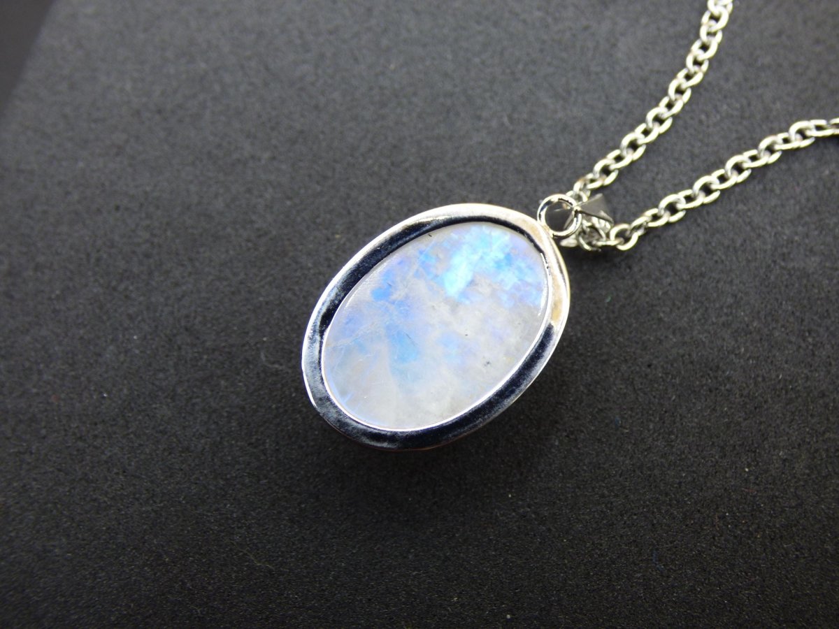 Mondstein - 925 Sterling Silber Edelstein Kette blau Schimmer Unikat Rar Heilstein Natur selten Edel Traum Mann Frau Er Sie Geschenk Freund - Art of Nature Berlin