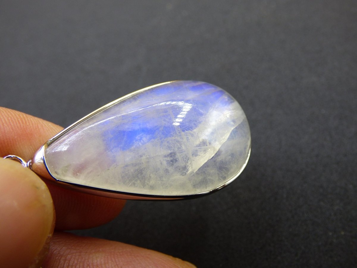 Mondstein - 925 Sterling Silber Edelstein Kette blau Schimmer Unikat Rar Heilstein Natur selten Edel Traum Mann Frau Er Sie Geschenk Freund - Art of Nature Berlin