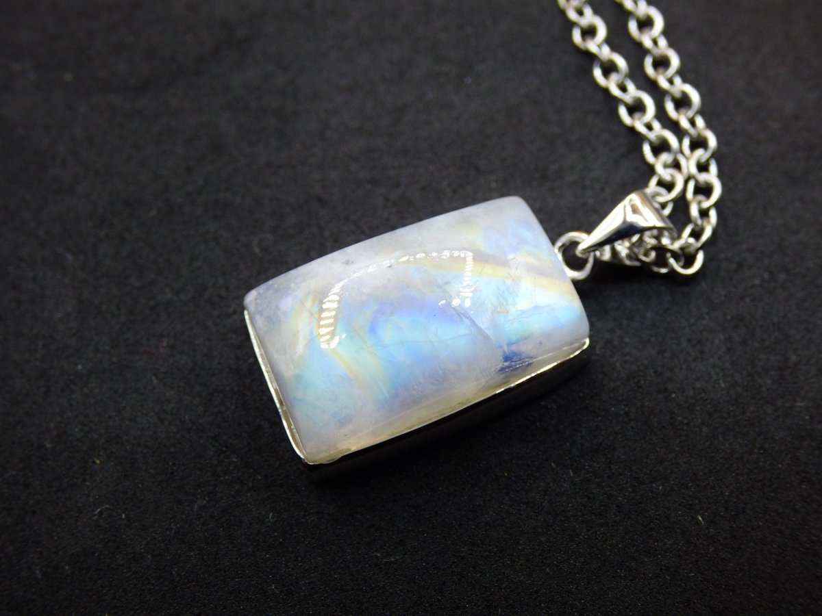 Mondstein - 925 Sterling Silber Edelstein Kette blau Schimmer Unikat Rar Heilstein Natur selten Edel Traum Mann Frau Er Sie Geschenk Freund - Art of Nature Berlin
