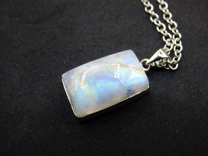 Mondstein - 925 Sterling Silber Edelstein Kette blau Schimmer Unikat Rar Heilstein Natur selten Edel Traum Mann Frau Er Sie Geschenk Freund - Art of Nature Berlin