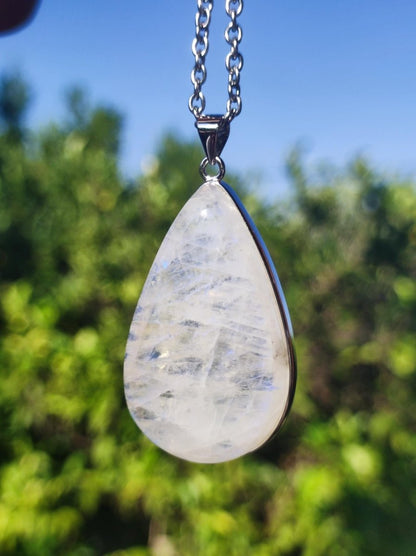 Mondstein - 925 Sterling Silber Edelstein Kette blau Schimmer Unikat Rar Heilstein Natur selten Edel Traum Mann Frau Er Sie Geschenk Freund - Art of Nature Berlin