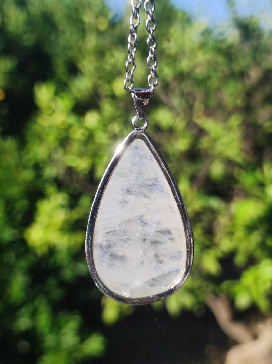 Mondstein - 925 Sterling Silber Edelstein Kette blau Schimmer Unikat Rar Heilstein Natur selten Edel Traum Mann Frau Er Sie Geschenk Freund - Art of Nature Berlin