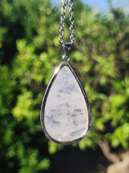 Mondstein - 925 Sterling Silber Edelstein Kette blau Schimmer Unikat Rar Heilstein Natur selten Edel Traum Mann Frau Er Sie Geschenk Freund - Art of Nature Berlin