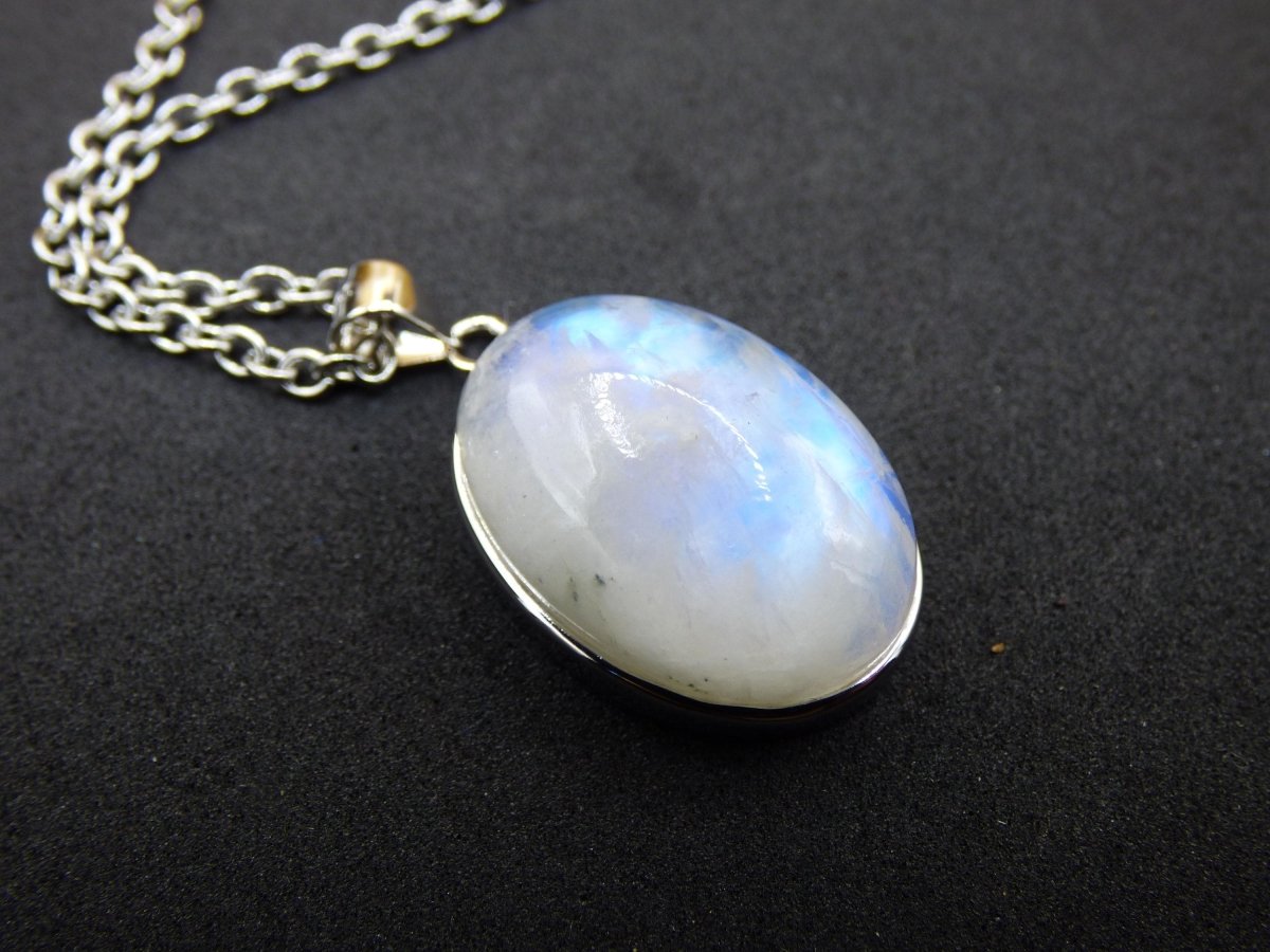 Mondstein - 925 Sterling Silber Edelstein Kette blau Schimmer Unikat Rar Heilstein Natur selten Edel Traum Mann Frau Er Sie Geschenk Freund - Art of Nature Berlin
