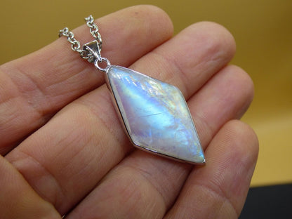 Mondstein - 925 Sterling Silber Edelstein Kette blau Schimmer Unikat Rar Heilstein Natur selten Edel Traum Mann Frau Er Sie Geschenk Freund - Art of Nature Berlin