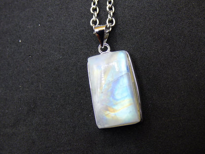 Mondstein - 925 Sterling Silber Edelstein Kette blau Schimmer Unikat Rar Heilstein Natur selten Edel Traum Mann Frau Er Sie Geschenk Freund - Art of Nature Berlin