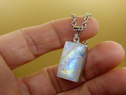 Mondstein - 925 Sterling Silber Edelstein Kette blau Schimmer Unikat Rar Heilstein Natur selten Edel Traum Mann Frau Er Sie Geschenk Freund - Art of Nature Berlin