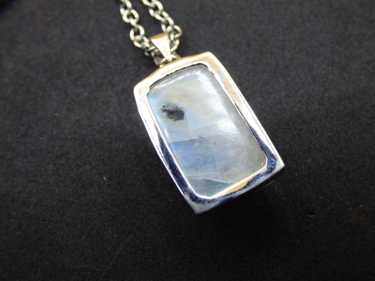 Mondstein - 925 Sterling Silber Edelstein Kette blau Schimmer Unikat Rar Heilstein Natur selten Edel Traum Mann Frau Er Sie Geschenk Freund - Art of Nature Berlin