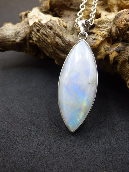 Mondstein - 925 Sterling Silber Edelstein Kette blau Schimmer Unikat Rar Heilstein Natur selten Edel Traum Mann Frau Er Sie Geschenk Freund - Art of Nature Berlin