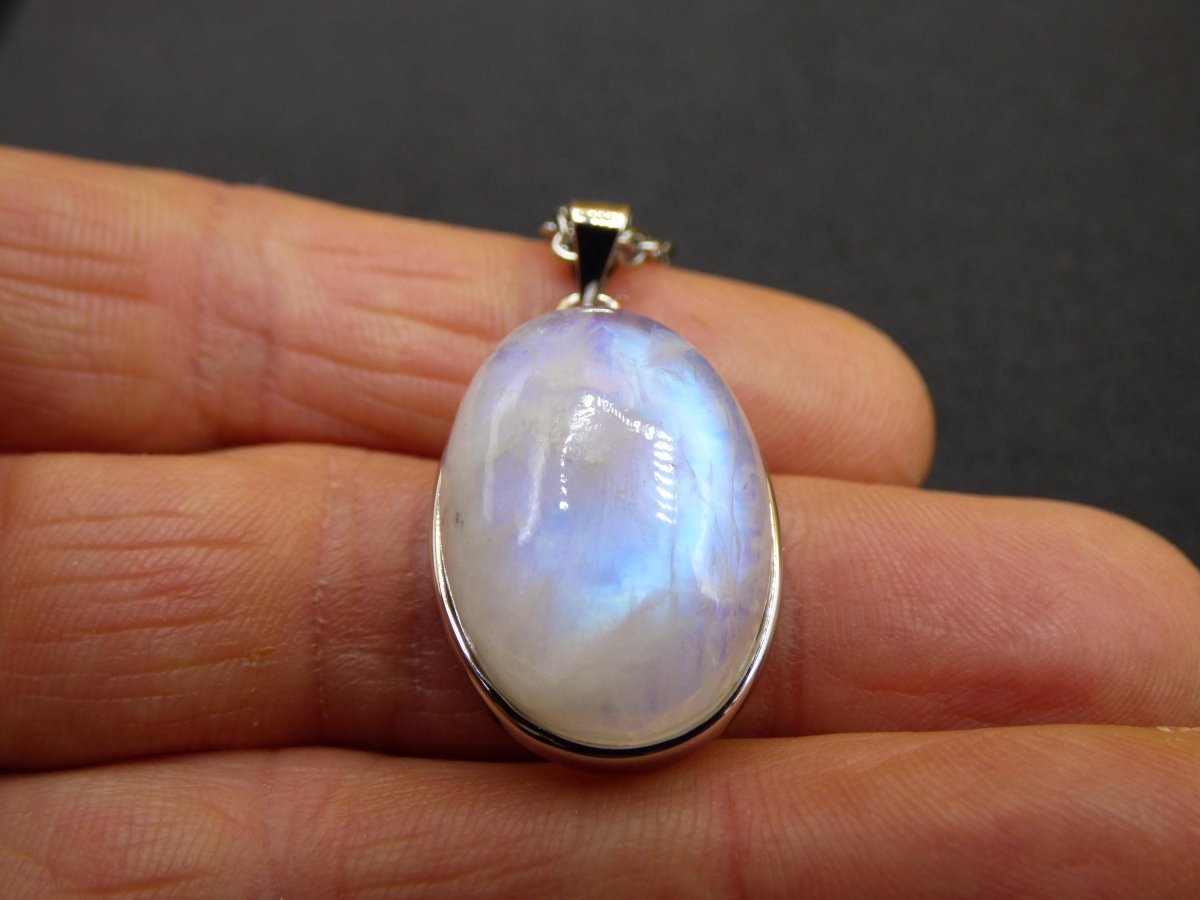 Mondstein - 925 Sterling Silber Edelstein Kette blau Schimmer Unikat Rar Heilstein Natur selten Edel Traum Mann Frau Er Sie Geschenk Freund - Art of Nature Berlin