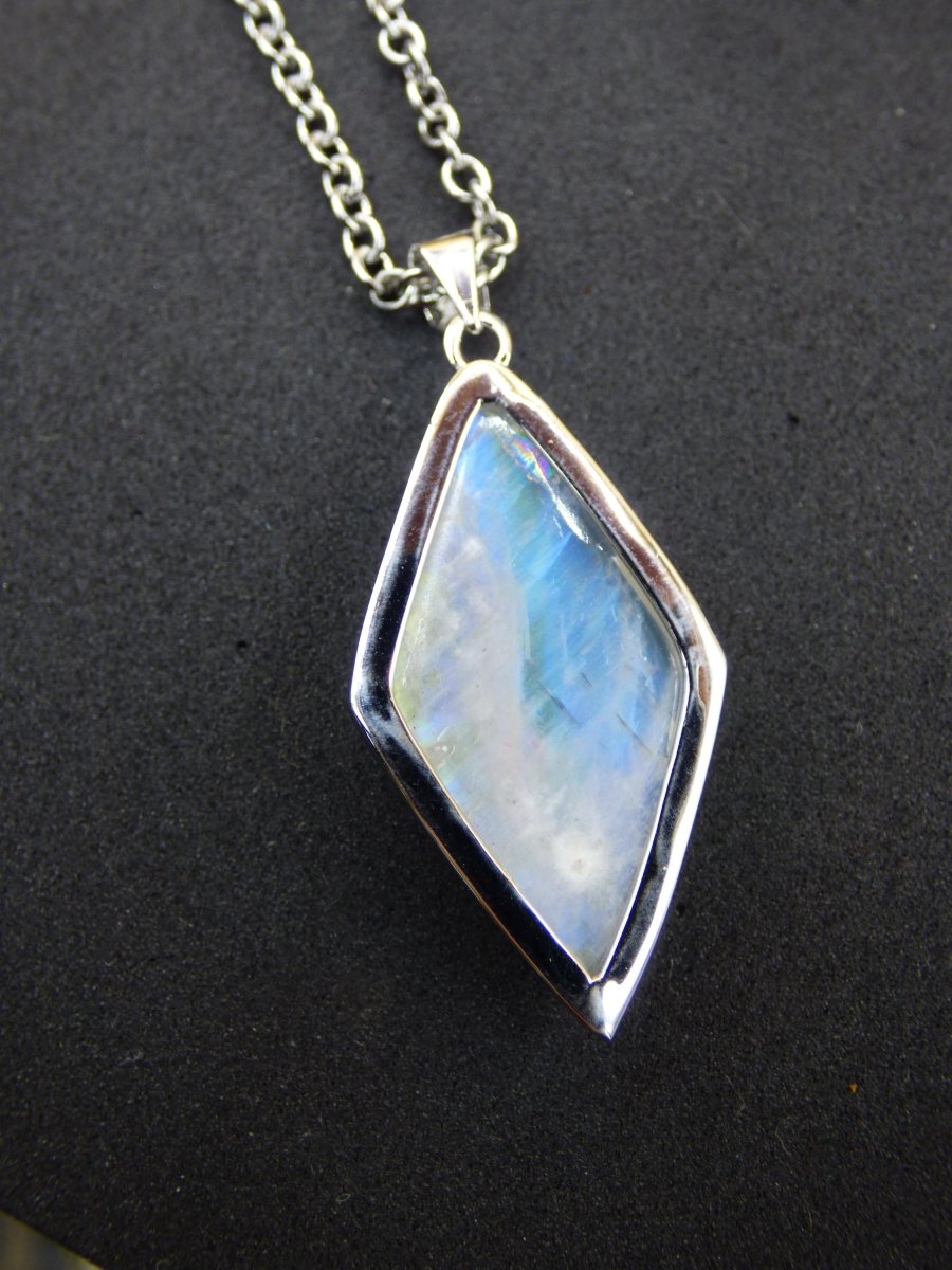 Mondstein - 925 Sterling Silber Edelstein Kette blau Schimmer Unikat Rar Heilstein Natur selten Edel Traum Mann Frau Er Sie Geschenk Freund - Art of Nature Berlin