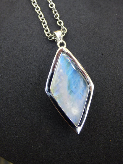 Mondstein - 925 Sterling Silber Edelstein Kette blau Schimmer Unikat Rar Heilstein Natur selten Edel Traum Mann Frau Er Sie Geschenk Freund - Art of Nature Berlin