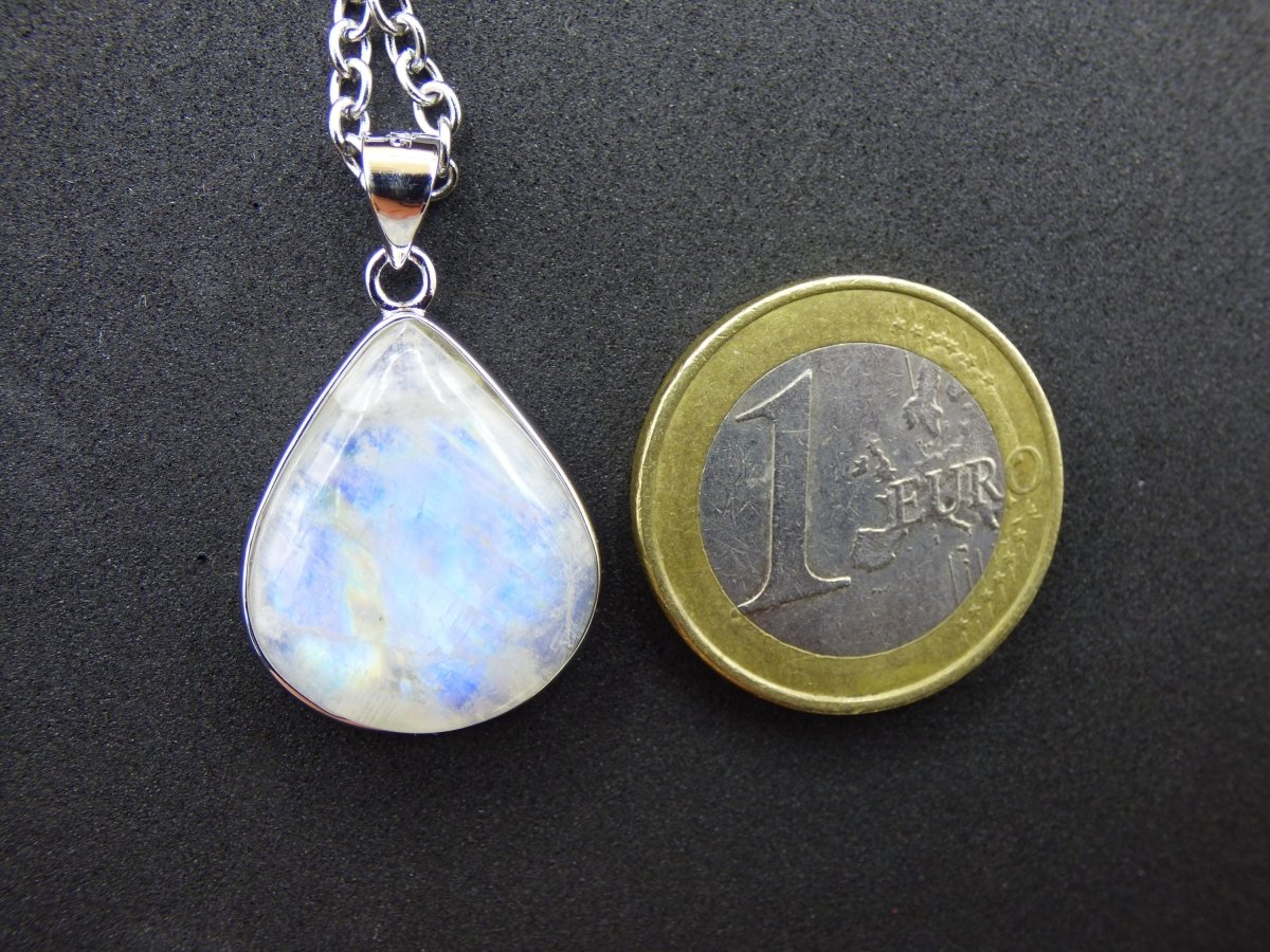 Mondstein - 925 Sterling Silber Edelstein Kette blau Schimmer Unikat Rar Heilstein Natur selten Edel Traum Mann Frau Er Sie Geschenk Freund - Art of Nature Berlin