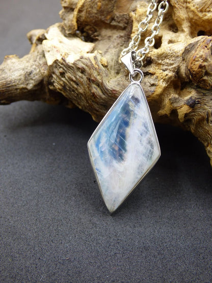 Mondstein - 925 Sterling Silber Edelstein Kette blau Schimmer Unikat Rar Heilstein Natur selten Edel Traum Mann Frau Er Sie Geschenk Freund - Art of Nature Berlin