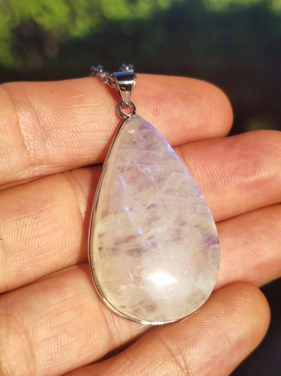 Mondstein - 925 Sterling Silber Edelstein Kette blau Schimmer Unikat Rar Heilstein Natur selten Edel Traum Mann Frau Er Sie Geschenk Freund - Art of Nature Berlin