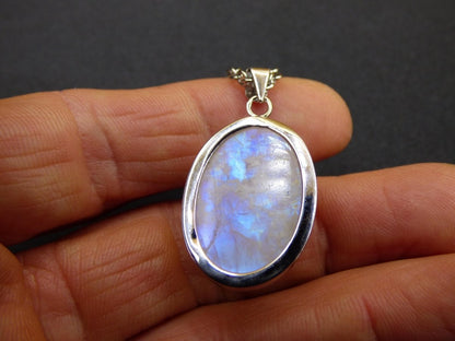 Mondstein - 925 Sterling Silber Edelstein Kette blau Schimmer Unikat Rar Heilstein Natur selten Edel Traum Mann Frau Er Sie Geschenk Freund - Art of Nature Berlin
